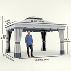 Outsunny 10 ft W x 12 ft L Double Roof Outdoor Gazebo with Netting & Curtains-Curtains create privacy when wanted