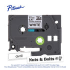 Brother Genuine TZe-S231 Extra Strength Adhesive Tape for P-touch Label Makers - 12 mm wide x 8 m long - Black on White-Affixable on even the toughest surfaces like uneven and rough textures, slippery painted metals and plastics, items exposed to harsh environments and many more, and leaves no residue behind
