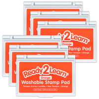 Ready 2 Learn Washable Stamp Pad - Orange - 6 Pack-Mess-Free Art Time: The ink in this stamp pad washes off skin with soap and water, which makes clean-up quick and easy.