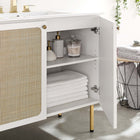 Modway Chaucer 36" Bathroom Vanity - White-Rattan Weave Doors