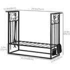 HOMCOM Heavy Duty Firewood Wood Log Rack Vintage Design Firewood Storage Shelf with 4 Tools - Black-The elevated legs design keep the wood always dry   