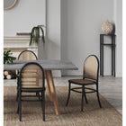 Manhattan Comfort Paragon 1.0 17.52" Industry Chic Upholstered Dining Chair - Black and Grey - Set of 2-Fine Natural Cane Made from Authentic Wooden Rattan