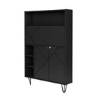 Nexera Slim Bar Cabinet - Secretary Bookcase Desk With Storage - Black-6