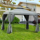 Outsunny 10 ft W x 10 ft L Patio Gazebo Outdoor - Canopy Shelter - Dark Grey-Double roof design for air circulation