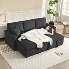 HOMCOM 81" 2 In 1 Pull Out L-Shaped Sleeper Sofa Bed - Dark Grey-High-density foam and pocket springs deliver lasting comfort and relieve fatigue