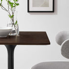 Modway Lippa 24" Square Wood Dining Table - Black Cherry Walnut-Chip-Resistant Black Metal Base