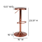 Flash Furniture Madrid Series Adjustable Height Retro Barstool - Rose Gold Finish-Comfort Molded Seat