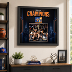 Frameworth New York Knicks 2026 Champions Team Trophy PhotoGlass Framed Photo - 22" W x 18" H - Black-Photoglass graphics with licensed photo: An officially licensed 8x10 photograph is separately mounted and the surrounding artwork is printed in ultra high definition directly onto glass for vivid colour, deep blacks, and luminous depth