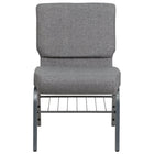 Flash Furniture HERCULES Series 21"W Church Chair with Book Rack & Silver Vein Frame - Grey Fabric-Multipurpose Church Chair