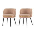 Manhattan Comfort Kaya 22.83" Modern Velvet Upholstered Dining Chair - Nude - Set of 2-Modern Dining Chair for Dining Room and Task Chair Usage