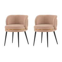 Manhattan Comfort Kaya 22.83" Modern Velvet Upholstered Dining Chair - Nude - Set of 2-Modern Dining Chair for Dining Room and Task Chair Usage