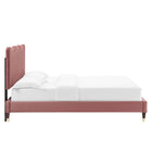 Modway Current Performance Velvet Queen Platform Bed with Wood Legs and Gold Metal Sleeves - Dusty Rose-8