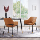 Modway Jovi Vegan Leather Dining Chair - Black/Tan - 2 Pack-Mid-Century Accent Chair