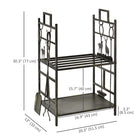 Outsunny 2-Layer Heavy Duty Firewood Rack Wood Log Fireplace Stacker with 4 Tools - Black and Gold-The elevated legs design keep the wood always dry   