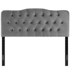 Modway Annabel Diamond Tufted Performance Velvet Queen Headboard - Grey-Height Adjustable from 45" - 52.5"