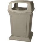 Rubbermaid Ranger 45 Gallons Waste Container with 4 Door Top - Beige-Capacity - 45 US gal.