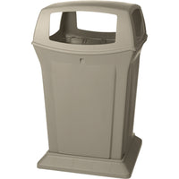 Rubbermaid Ranger 45 Gallons Waste Container with 4 Door Top - Beige-Capacity - 45 US gal.