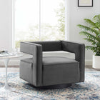 Modway Booth Performance Velvet Performance Velvet Swivel Armchair - Grey-Dense Foam Padding