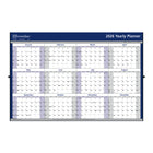 Brownline 2026 Yearly Wall Calendar - 36" x 24" - Blue - English-Metal support at top and bottom with eyelets to suspend vertically or horizontally