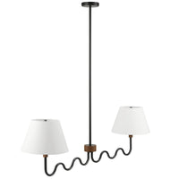 Modway Sunlit Squiggle 2-Arm Pendant Light - Walnut/Black-Squiggle Arms