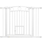 PawHut Dog Gate with Cat Door with 2 Extension Kits - 30"-41" W x 30" H-30.3" (77 cm) high gate effectively secures pets