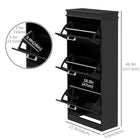 HOMCOM Narrow Shoe Cabinet with Flip Drawers & Adjustable Shelf - Black-Painted surface makes it easy to clean
