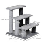 PawHut 19" 3-Step Cat Stairs with Toy - Light Grey-Lightweight and compact, you can move around at will 