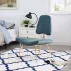 Modway Ponder Performance Velvet Lounge Chair - Sea Blue-Dense Foam Padding for Comfort