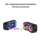 MyBat Outback Portable Rugged Waterproof Outdoor Wireless Speaker - Black-LED Party Lights: Bright flashing lights illuminate pathways and create a lively party atmosphere.