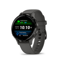Garmin Venu 3S Watch - 41 mm - Slate Stainless Steel Bezel with Pebble Gray Case and Silicone Band-Physical Size 41 x 41 x 12 mm; Fits wrists with a circumference of 110-175 mm