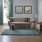 Modway Enyssa Solid Shag Area Rug - 5 ft W x 8 ft L - Aqua Blue/Ivory-Gripping Jute Fabric Underside 
