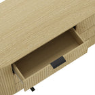 Manhattan Comfort Olivia 71.3" Modern Double Dresser - Natural Oak/Black-Horizontal Glam Drawer Handles Made of Metal with a Choice of Black or Gold Finish.