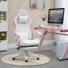 Vinsetto Computer Gaming Chair with Footrest and Swivel Wheels - White-lean back at an angle you want. Manual footrest to elevate lower body