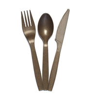Eco Dinnerware Wrapped Cutlery Set - 1000 Pack-Brown, Coffee bean chaff