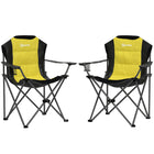 Outsunny Folding Camping Chairs with Cup Holder, Padded Camping Chairs for Outdoor Events - Yellow-High backrest reduces aches and alleviates pains during seating