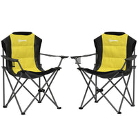 Outsunny Folding Camping Chairs with Cup Holder, Padded Camping Chairs for Outdoor Events - Yellow-High backrest reduces aches and alleviates pains during seating