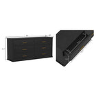Manhattan Comfort Clifford Traditional 6-Drawer Double Dresser - Black-Six Storage Drawers: Offers generous space to keep clothing and everyday essentials neatly organized