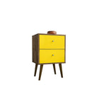 Manhattan Comfort Liberty 2.0 Nightstand, Rustic Brown/Yellow (204AMC94)-Modern Nightstand for Bedroom or Living Room use.