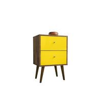Manhattan Comfort Liberty 2.0 Nightstand, Rustic Brown/Yellow (204AMC94)-Modern Nightstand for Bedroom or Living Room use.