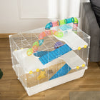 PawHut 31" Large Hamster Cage with Tunnel Tube System - White-Steel wire for good ventilation and top handles for easy grip