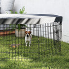 PawHut 24" H Foldable 8 Panel Dog Playpen with Top Cover - Black-Colour: Black 