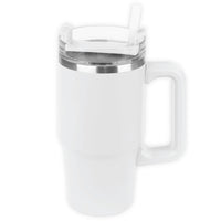 Link Products Double Wall Tumbler with Plastic Straw - White-Tumbler-White