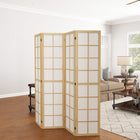 HOMCOM 4 Panel Freestanding Room Divider for Bedroom - Natural and White-No assembly required 
