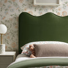 Modway Athena Stain-Resistant Performance Velvet Twin Size Headboard - Moss Green-Wood Blend Frame