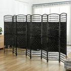 HOMCOM 8 Panel Wave Fiber Freestanding Room Divider for Home Office - Black-Materials: Paper, Bamboo, Wood
