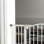 PawHut 29"-39" Pet Gate with Door Pressure Fit Dog Gate for Stairs - White-Adjustable width between 29.1" (74 cm) and 39.4" (100 cm), fits different doorways and frames