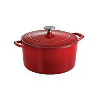Tramontina 6.5 Qt Enameled Cast Iron Series 1000 Covered Round Dutch Oven - Gradated Red-Durable HT150 Alloy Construction: Built with superior heat-retaining HT150 cast iron, ensuring even cooking performance and long-lasting durability