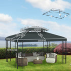 Outsunny 13' L x 10' W Gazebo Replacement Canopy 2 Tier Top UV Cover Pavilion Garden Patio Outdoor - Grey (Top)-Two-tiered gazebo top replacement for good ventilation