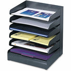 Safco 6-Tier Steel Desk Tray Sorter with Slanted Shelves - Black-Desktop File Sorter allows quick and easy retrieval of your items with better organizing and feasible mounting