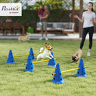 PawHut Portable Dog Agility Hurdle Cone Set with 6 Cones, 6 Poles and Carry Bag - Blue-Three adjustable heights for different pet sizes 